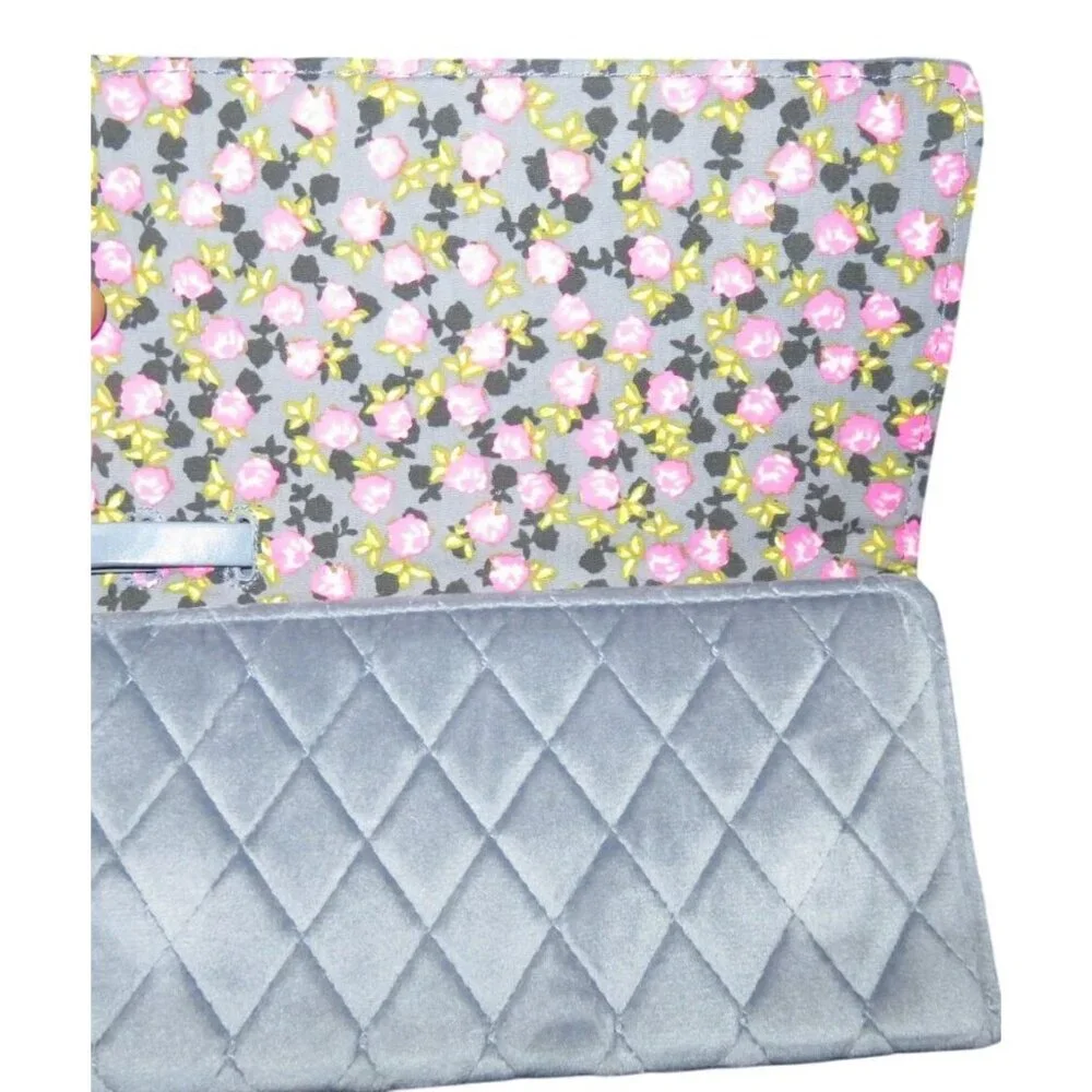 Vera Bradley Heather Blue Gray Quilted RFID Wallet Crossbody bag Clutch Wallet - Picture 8 of 10